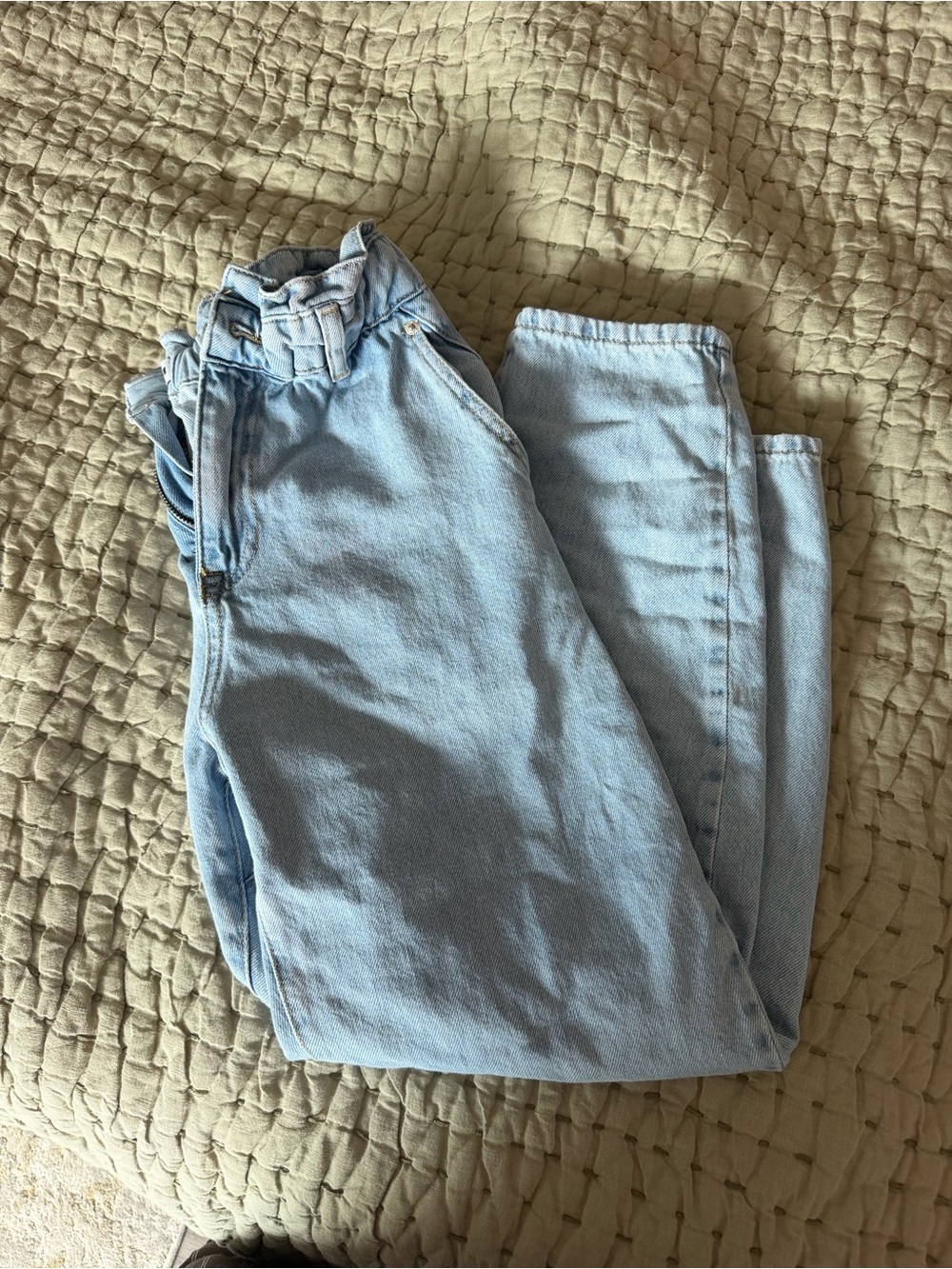 Zara Light Blue Paperbag Waist Jeans